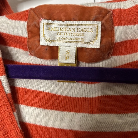 American Eagle Outfitters Y2K Orange and White Striped Sweater - Picture 3 of 4